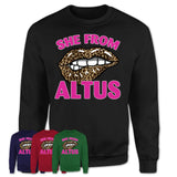 She From Altus Oklahoma Gift Cheetah Leopard Sexy Lips Shirt