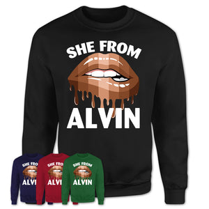 She From Alvin Texas T-Shirt Black Lives Matter Sexy Lips Girl Shirt