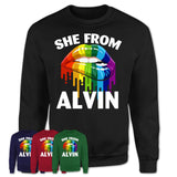 She From Alvin Texas T-Shirt LGBT Pride Sexy Lips Gift Shirt