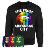 She From Arkansas City Kansas T-Shirt LGBT Pride Sexy Lips Gift Shirt