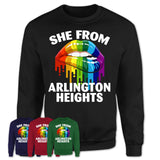 She From Arlington Heights Illinois T-Shirt LGBT Pride Sexy Lips Gift Shirt
