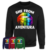 She From Aventura Florida T-Shirt LGBT Pride Sexy Lips Gift Shirt