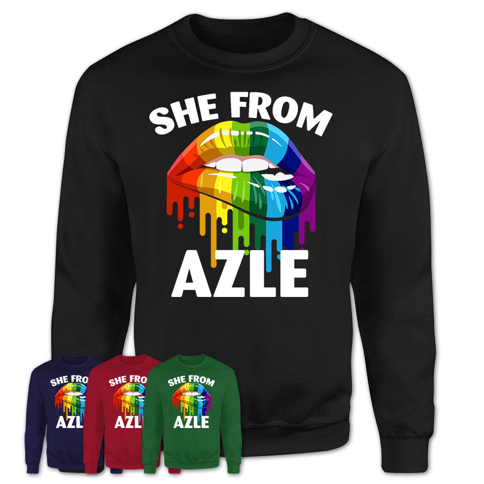 She From Azle Texas T-Shirt LGBT Pride Sexy Lips Gift Shirt