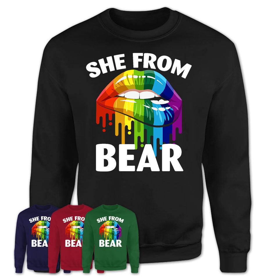 She From Bear Delaware T-Shirt LGBT Pride Sexy Lips Gift Shirt