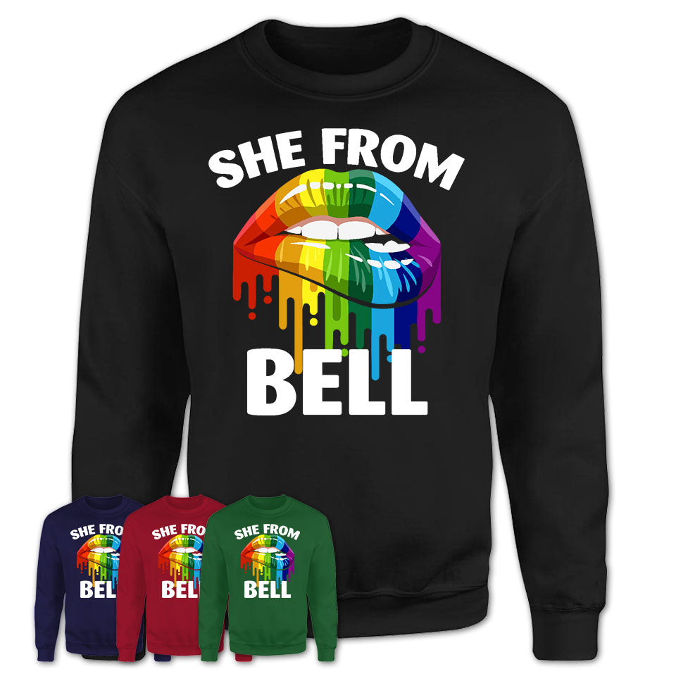She From Bell California T-Shirt LGBT Pride Sexy Lips Gift Shirt