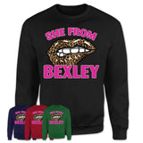 She From Bexley Ohio Gift Cheetah Leopard Sexy Lips Shirt