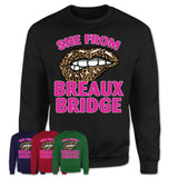 She From Breaux Bridge Louisiana Gift Cheetah Leopard Sexy Lips Shirt