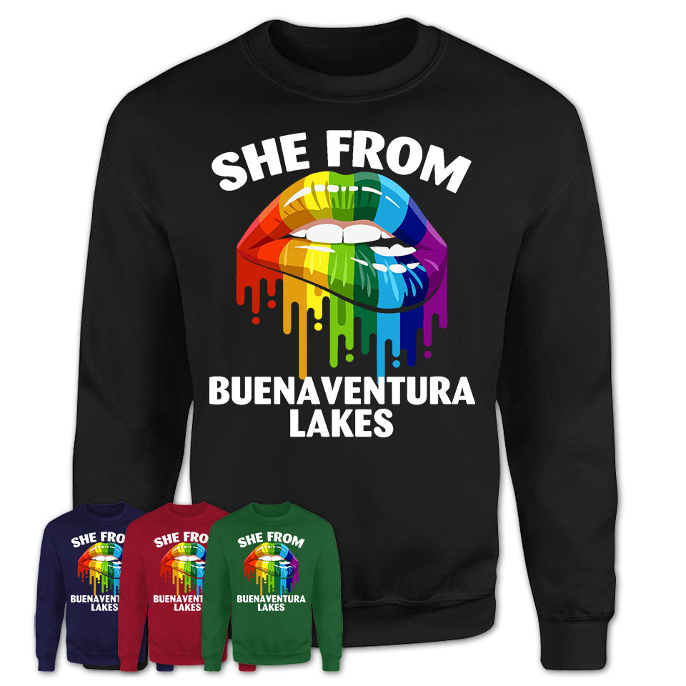 She From Buenaventura Lakes Florida T-Shirt LGBT Pride Sexy Lips Gift Shirt