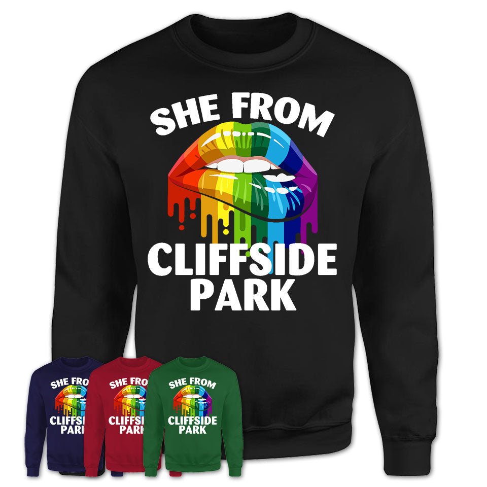 She From Cliffside Park New Jersey T-Shirt LGBT Pride Sexy Lips Gift Shirt