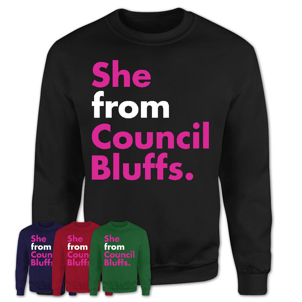 She From Council Bluffs Shirt Iowa State Birthday Gift For Her