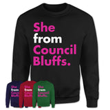 She From Council Bluffs Shirt Iowa State Birthday Gift For Her
