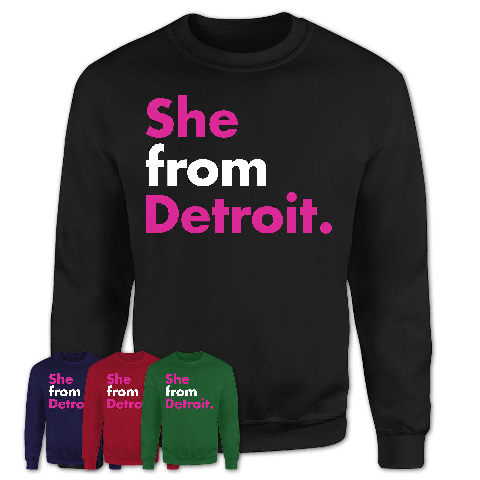 She From Detroit Shirt Michigan State Birthday Gift For Her