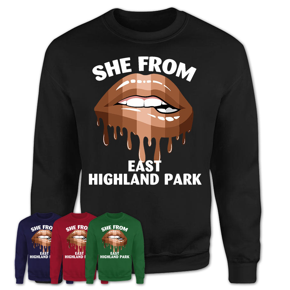 She From East Highland Park Virginia T-Shirt Black Lives Matter Sexy Lips Girl Shirt