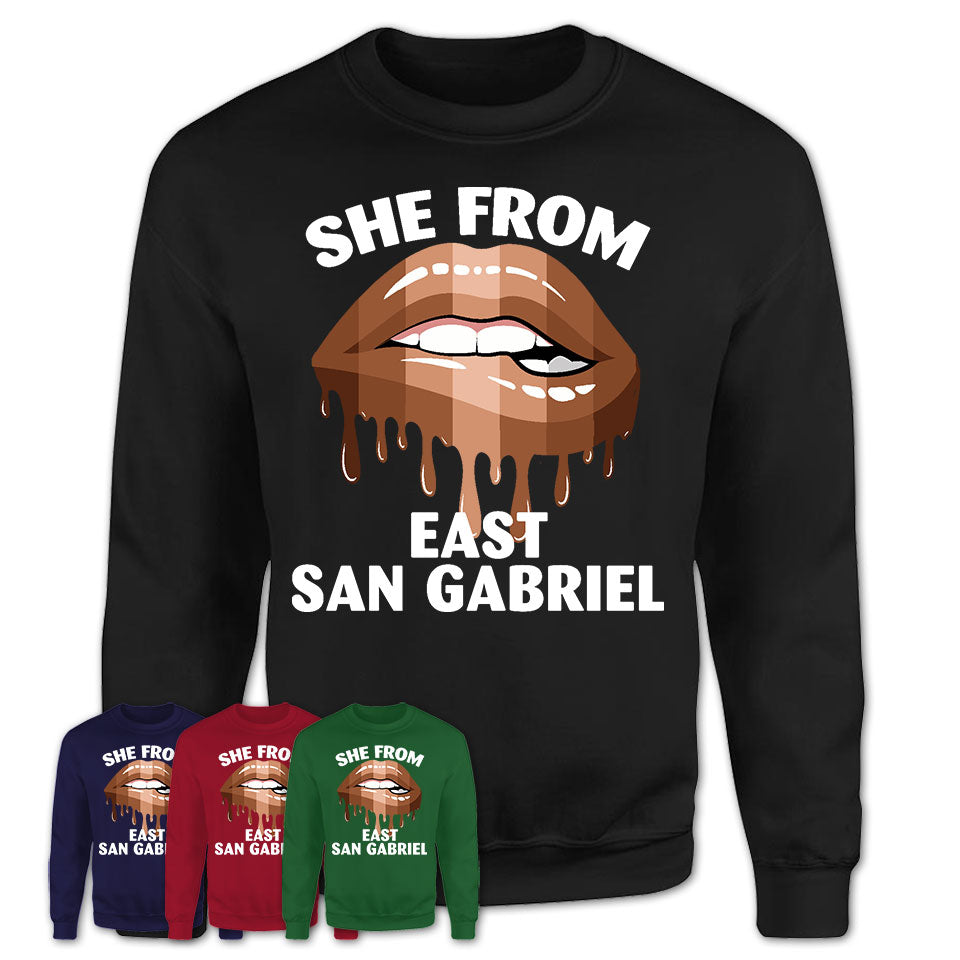 She From East San Gabriel California T-Shirt Black Lives Matter Sexy Lips Girl Shirt