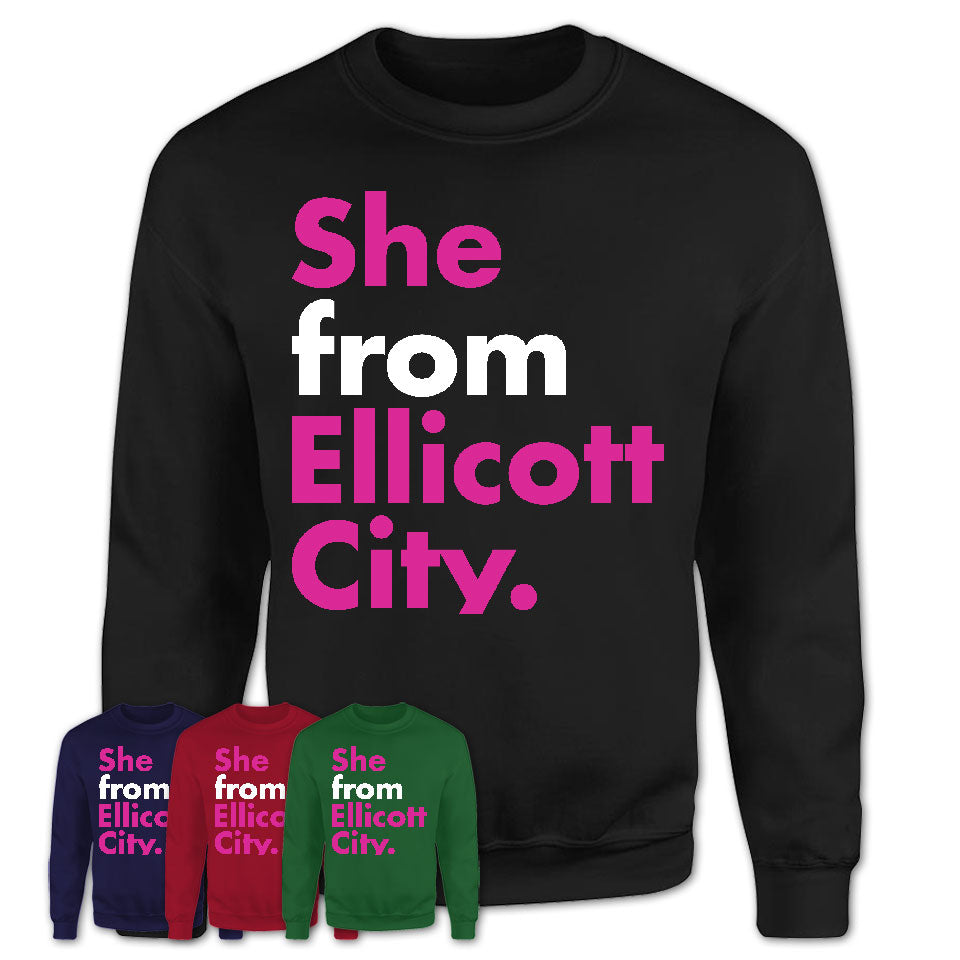 She From Ellicott City Shirt Maryland State Birthday Gift For Her