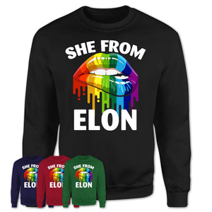She From Elon North Carolina T-Shirt LGBT Pride Sexy Lips Gift Shirt