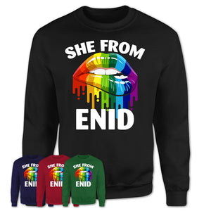 She From Enid Oklahoma T-Shirt LGBT Pride Sexy Lips Gift Shirt