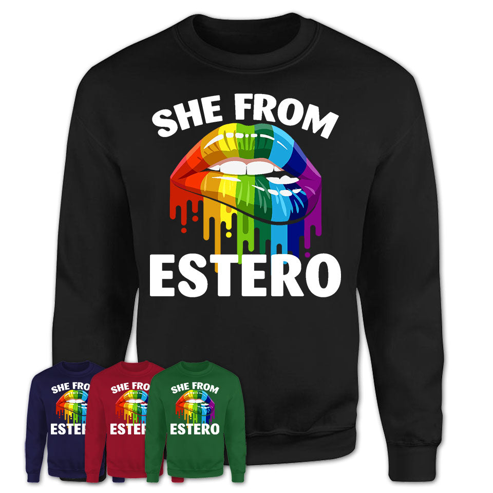 She From Estero Florida T-Shirt LGBT Pride Sexy Lips Gift Shirt