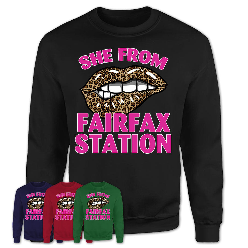 She From Fairfax Station Virginia Gift Cheetah Leopard Sexy Lips Shirt
