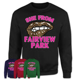 She From Fairview Park Ohio Gift Cheetah Leopard Sexy Lips Shirt