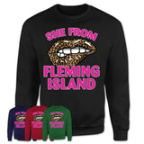 She From Fleming Island Florida Gift Cheetah Leopard Sexy Lips Shirt