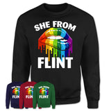 She From Flint Michigan T-Shirt LGBT Pride Sexy Lips Gift Shirt