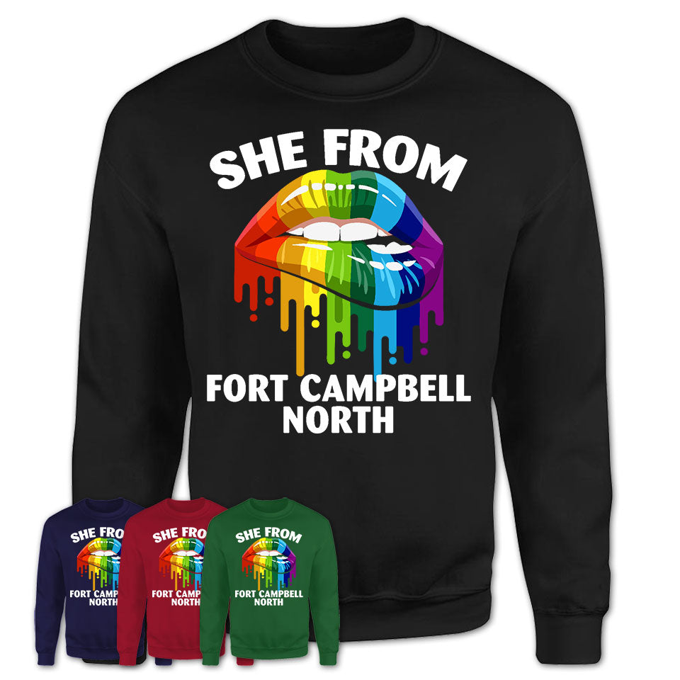 She From Fort Campbell North Kentucky T-Shirt LGBT Pride Sexy Lips Gift Shirt