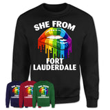 She From Fort Lauderdale Florida T-Shirt LGBT Pride Sexy Lips Gift Shirt