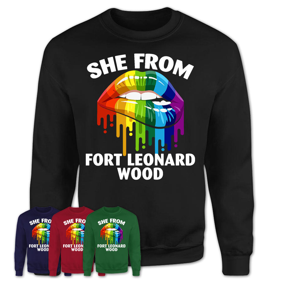 She From Fort Leonard Wood Missouri T-Shirt LGBT Pride Sexy Lips Gift Shirt