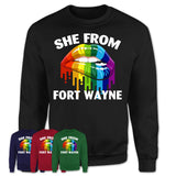 She From Fort Wayne Indiana T-Shirt LGBT Pride Sexy Lips Gift Shirt