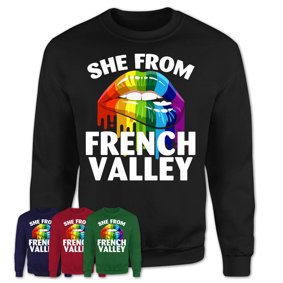 She From French Valley California T-Shirt LGBT Pride Sexy Lips Gift Shirt