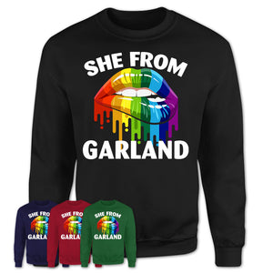 She From Garland Texas T-Shirt LGBT Pride Sexy Lips Gift Shirt