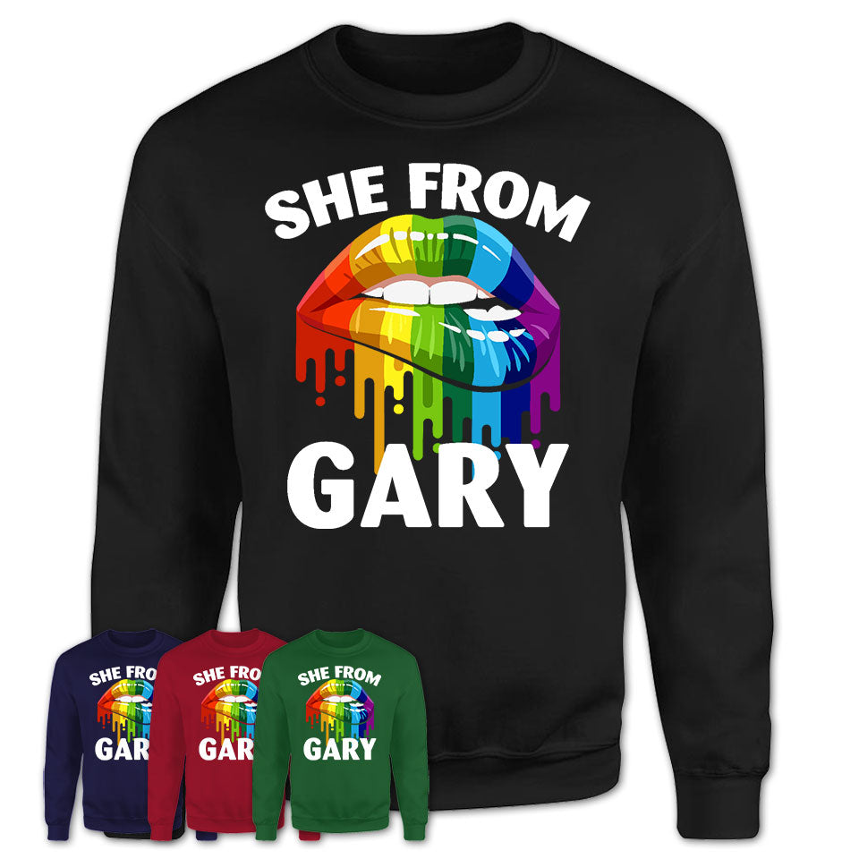 She From Gary Indiana T-Shirt LGBT Pride Sexy Lips Gift Shirt