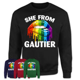 She From Gautier Mississippi T-Shirt LGBT Pride Sexy Lips Gift Shirt