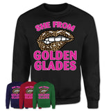 She From Golden Glades Florida Gift Cheetah Leopard Sexy Lips Shirt