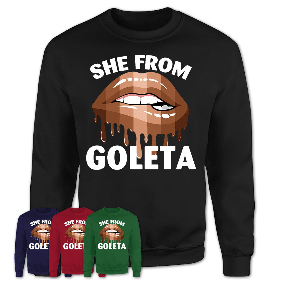 She From Goleta California T-Shirt Black Lives Matter Sexy Lips Girl Shirt