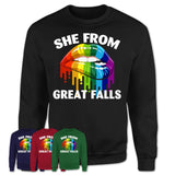 She From Great Falls Montana T-Shirt LGBT Pride Sexy Lips Gift Shirt