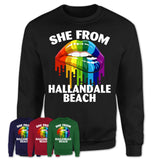She From Hallandale Beach Florida T-Shirt LGBT Pride Sexy Lips Gift Shirt