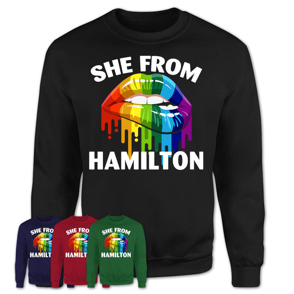 She From Hamilton Ohio T-Shirt LGBT Pride Sexy Lips Gift Shirt