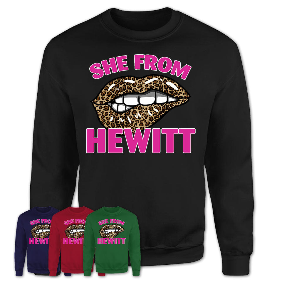 She From Hewitt Texas Gift Cheetah Leopard Sexy Lips Shirt