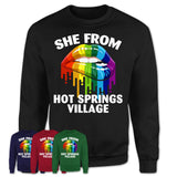 She From Hot Springs Village Arkansas T-Shirt LGBT Pride Sexy Lips Gift Shirt