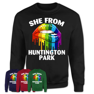 She From Huntington Park California T-Shirt LGBT Pride Sexy Lips Gift Shirt