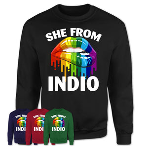 She From Indio California T-Shirt LGBT Pride Sexy Lips Gift Shirt