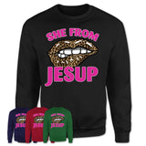 She From Jesup Georgia Gift Cheetah Leopard Sexy Lips Shirt