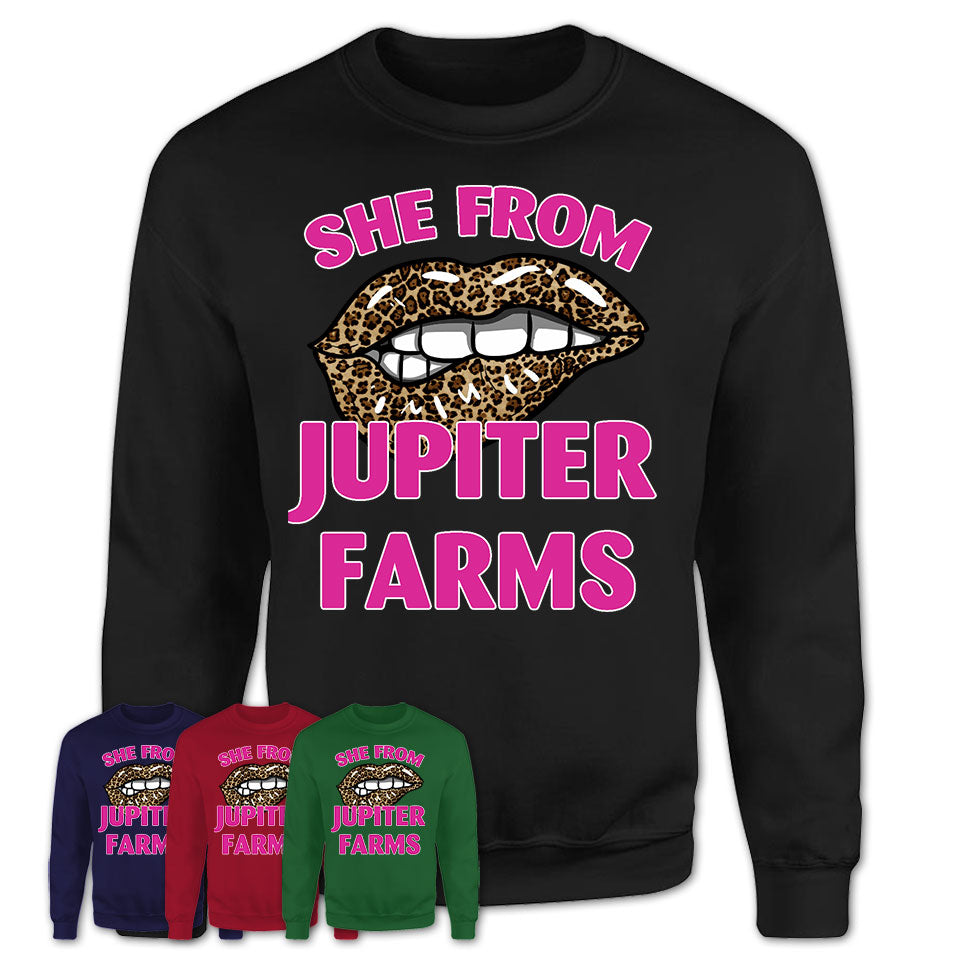 She From Jupiter Farms Florida Gift Cheetah Leopard Sexy Lips Shirt