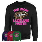 She From Lakeland North Washington Gift Cheetah Leopard Sexy Lips Shirt