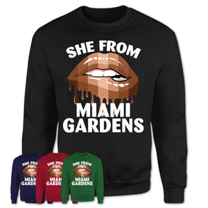 She From Miami Gardens Florida T-Shirt Black Lives Matter Sexy Lips Girl Shirt