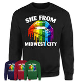 She From Midwest City Oklahoma T-Shirt LGBT Pride Sexy Lips Gift Shirt