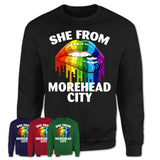 She From Morehead City North Carolina T-Shirt LGBT Pride Sexy Lips Gift Shirt