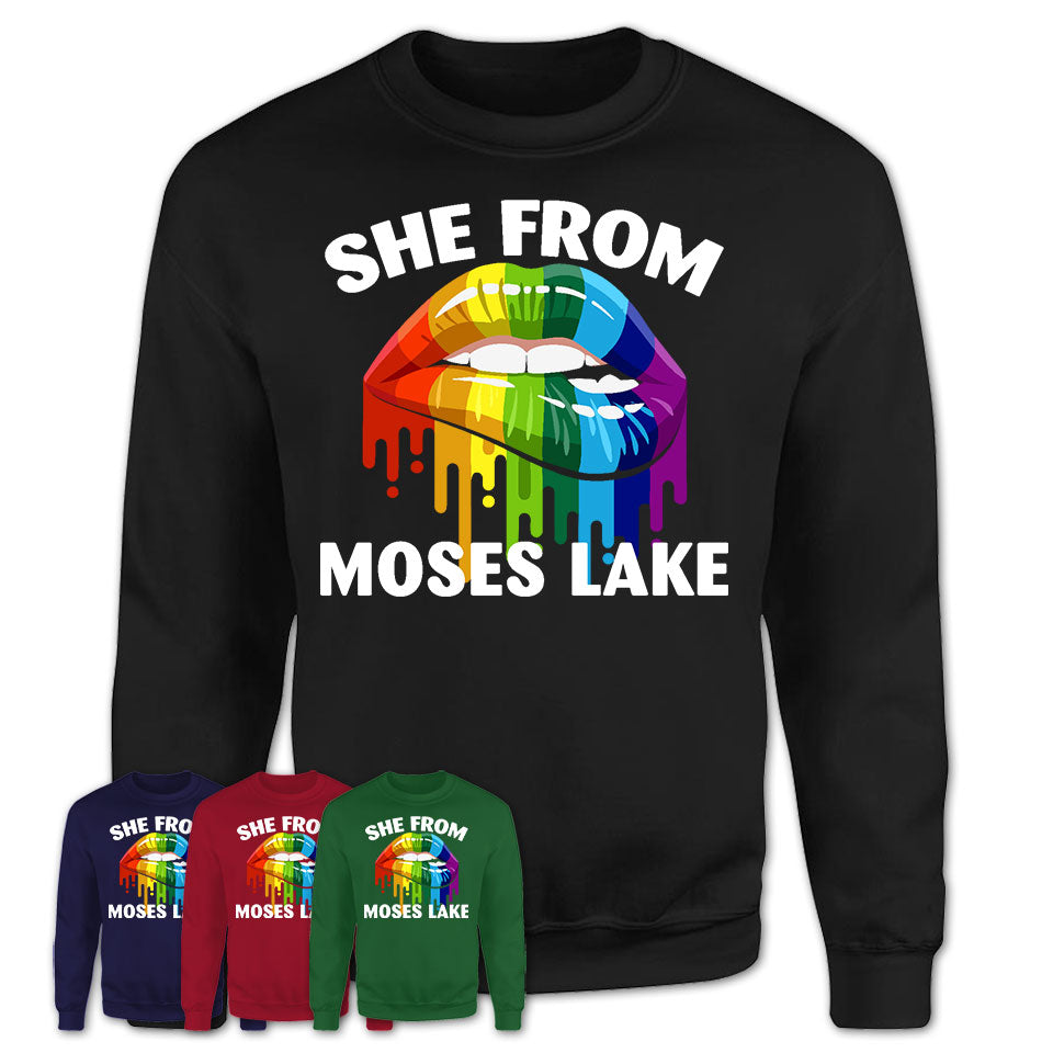 She From Moses Lake Washington T-Shirt LGBT Pride Sexy Lips Gift Shirt